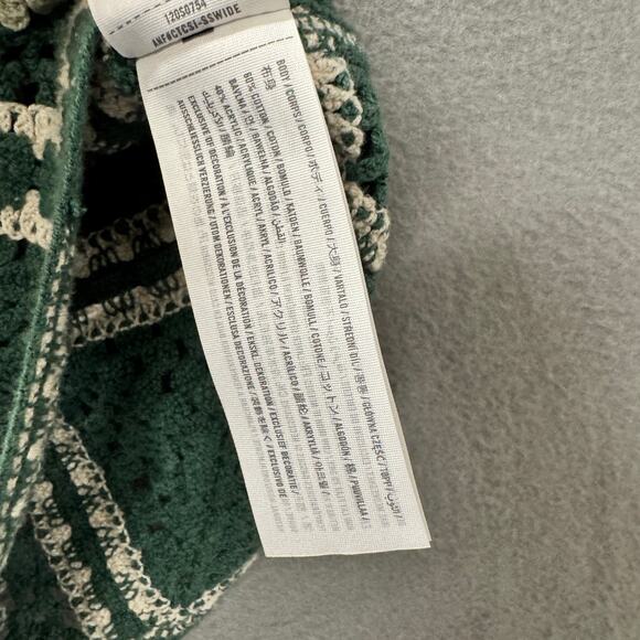 Abercrombie & Fitch Sweater Mens Medium Green Crochet Floral Knit Button Up - Picture 6 of 9